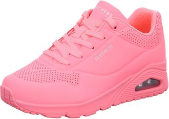 Skechers Womens Uno Stand on Air Sneaker, Coral Durabuck Mesh, 9 UK