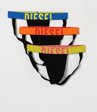 Diesel Set di tre jockstrap in cotone stretch con fascia logata jacquard