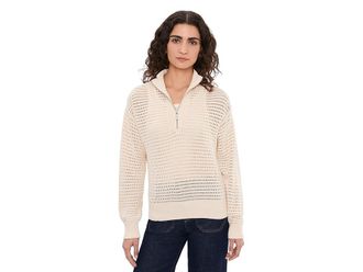 Sanctuary Open Knit 1/2 Zip Sweater Womens Sweater Collagen : LG (US 10-12), Cotton/Polyester