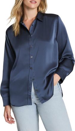 Spanx Better Than Silk Button-Down Shirt in Earth Stone at Nordstrom, Size X-Small