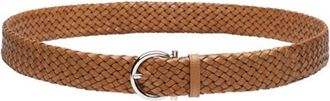 Ferragamo Braided Leather Gancini Fixed Belt, Size 115