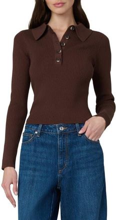 Joe's The Lisa Crop Rib Polo Sweater in Chocolate at Nordstrom, Size X-Small