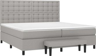 vidaXL Vidaxl - Cama Box Spring Con Colch&oacute;n Tela Gris Claro 200x200 Cm