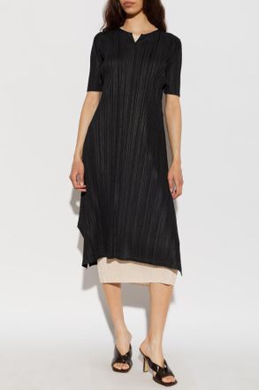Pleats Please Issey Miyake Pleated Dress, Womens, Black