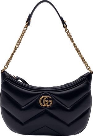 Gucci Gucci leren hobo tas GG Marmont met matelass&eacute;ketting