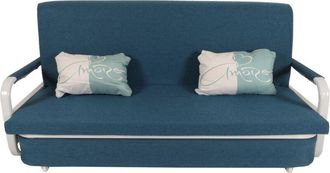 Hhg Non utilizzato] Divano letto HHG 530, sofà, funzione letto box superficie sdraiata, 190x185cm, stoffa/tessuto blu scuro