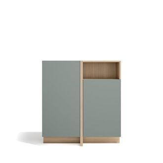 HERDASA Aparador almacenamiento 1 hueco 2 puertas acabado nogal claro y verde