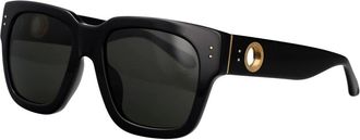 Linda Farrow Sunglasses, female, Black, 55 MM, Amber D-Frame Sunglasses