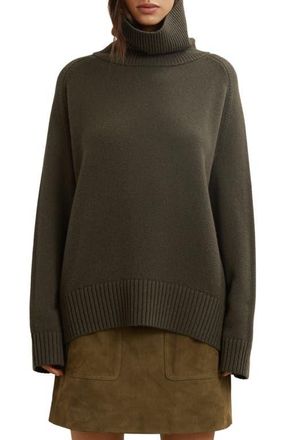 Reiss Brooklyn Wool & Cashmere Turtleneck Sweater in Khaki Green at Nordstrom, Size Medium