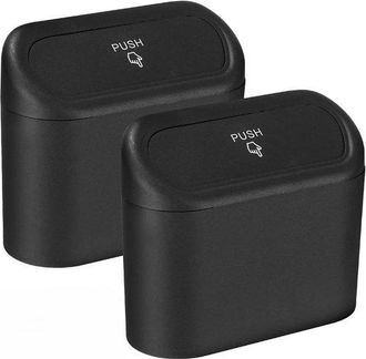 OEM Paquete De 2 Cubos De Basura Negros Para Coche, Cubo De Basura Peque&ntilde;o Para Coche Con Tapa, Accesorios Para Coche (negro)