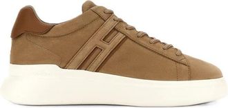 Hogan Tan Suede Cut-Out Low-Top Sneakers