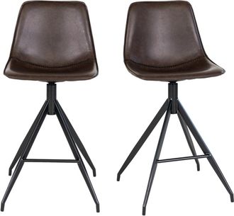 Moloo Taburete de bar de cuero sint&eacute;tico marr&oacute;n (x2)