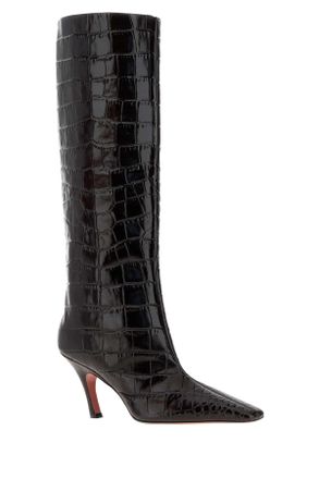 Amina Muaddi Shiny Coffee Stivali Boot