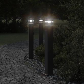 vidaXL L&aacute;mpara De Suelo De Exterior Con Enchufe Aluminio Negro 80 Cm Vidaxl