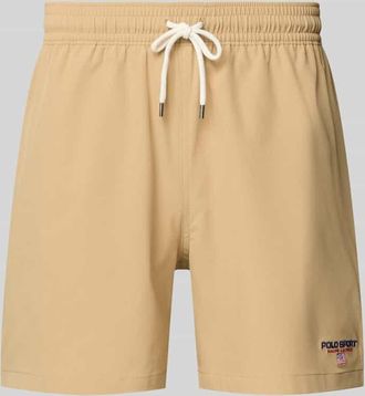 Polo Ralph Lauren Badeshorts mit Label Stitching in Khaki, Gr&ouml;&szlig;e XXL