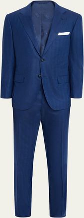 Kiton Mens Wool and Cashmere Ticweave Two-Piece Suit