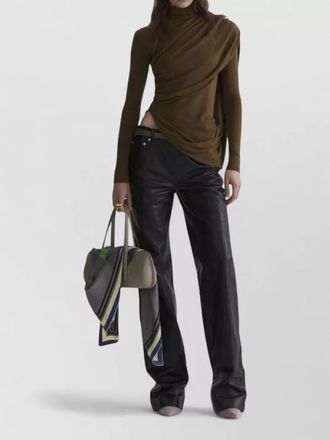 MUGLER draped top long sleeves asymmetric hem cutout