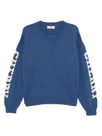 Cherry Los Angeles logo print sleeve jumper - men - Cotton - S - Blue