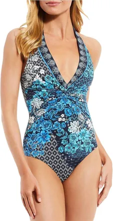 Johnny Was Sady One Piece Halter Swimsuit In Multi