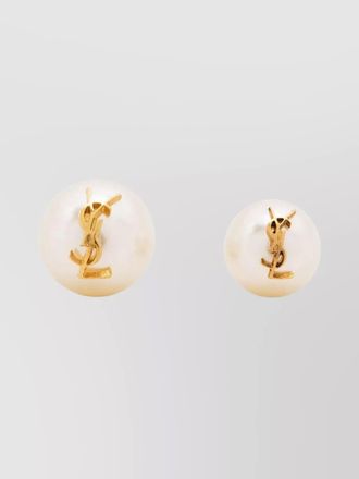 Saint Laurent asymmetric pearl earrings cassandre