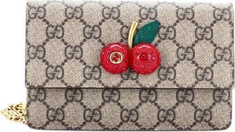 Gucci Cherries Wallet on Chain GG Coated Canvas Mini crossbody bag - Bruin