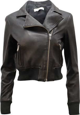 Iro Iro Cropped Biker Jacket in Black Leather