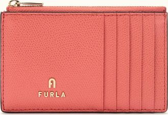 Furla Camelia Card Case M Aperitivo Orange Textured Leather Woman