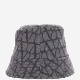 Valentino Garavani Womens Bucket Hat Toile Iconographe Grey Lana