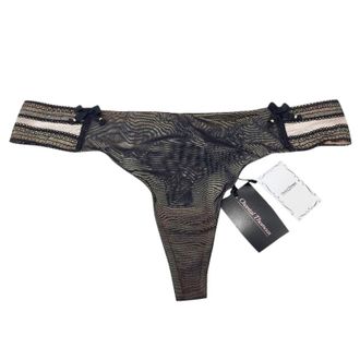 Chantal Thomass Black & Nude Tulle Thong Size M