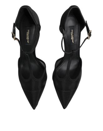 Dolce & Gabbana Mesh T-Strap Stiletto Heel - Black