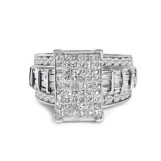 House of Brilliance 14K Gold 2.0 Cttw Mixed-Cut Diamond Composite Cluster Ring in White Gold at Nordstrom, Size 9.5