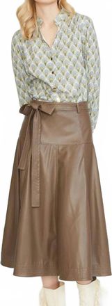 Stellah Faux Leather Midi Skirt In Coffee