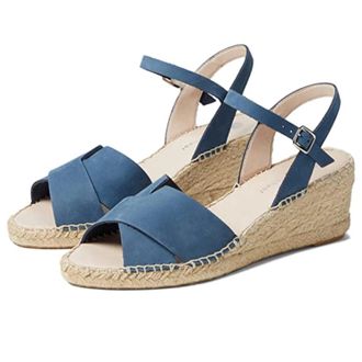Eric Michael Womens Eric Michael Leigh Sandals Blue Wedge Heel Espadrille ZOGG2148