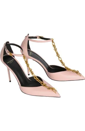 Balmain Sync Leather Stilettos With Pointed Toe in Pink at Nordstrom, Size 41