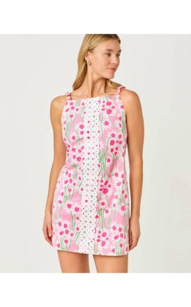 Lilly Pulitzer Delores Sleeveless Skirted Romper In Conch Shell Pink Sunny Daisies
