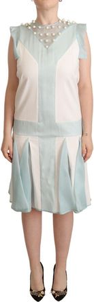 Grinko Faux ivory Sleeveless Shift Midi Womens Dress