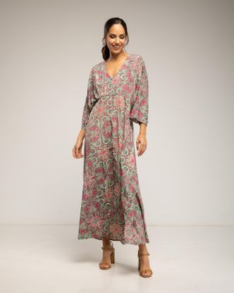 Tantra Maxi-jurk met print, V-hals en elastische taille