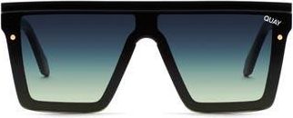 Quay Hindsight 56mm Shield Sunglasses in Blk Smkgrn at Nordstrom Rack