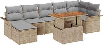 vidaXL Garden Sofa Set with Storage 8 pcs Beige Poly rattan vidaXL
