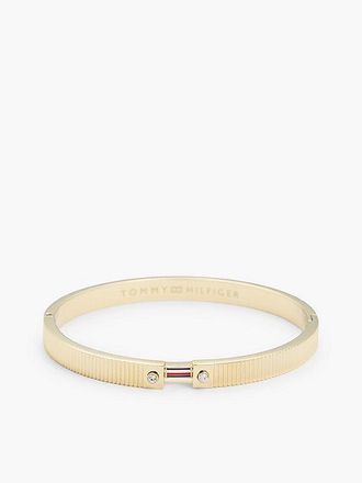 Tommy Hilfiger Brazalete de acero inoxidable con rayas