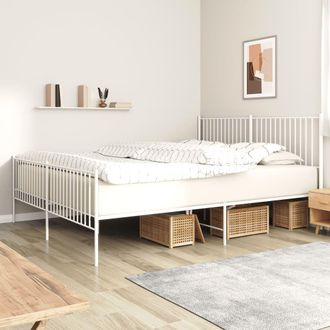 vidaXL Estructura Cama Sin Colch&oacute;n Con Estribo Metal Blanco 200x200 Cm Vidaxl