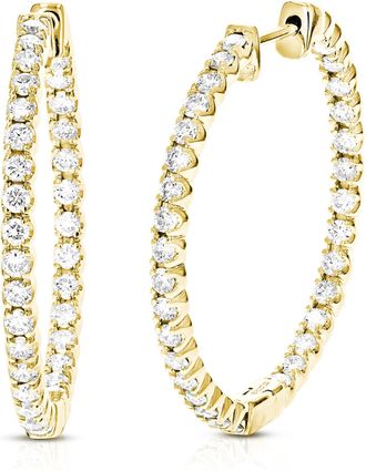 Vir Jewels 2 cttw Lab Grown Diamond Hoops Earrings in Sterling Silver With Hidden Post For Women