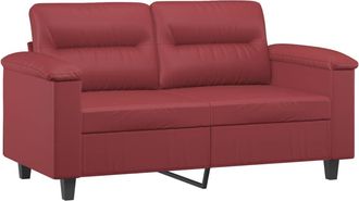 vidaXL Sof&aacute; De 2 Plazas De Cuero Sint&eacute;tico Rojo Vino 120 Cm Vidaxl