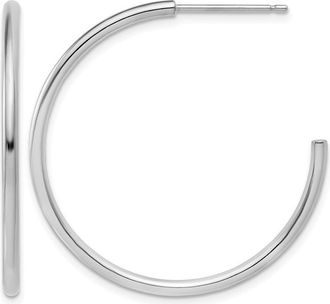 Diamond2Deal Platinum Polished 2x37mm Post C-Hoop Earrings