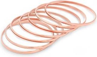 HMY Jewelry Polished Bangle Bracelet Set in Rose at Nordstrom Rack