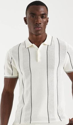 Blend Polo slim in 100% cotone bianco sporco a righe