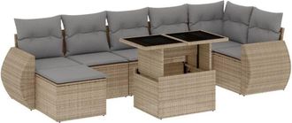 vidaXL Set De Sof&aacute;s De Jard&iacute;n Y Cojines 8 Piezas Rat&aacute;n Sint&eacute;tico Beige Vidaxl