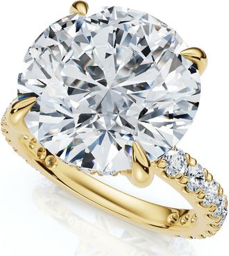Pompeii3 Certified 7 1/4Ct Diamond Engagement Side Halo Ring 14k Gold or Pt Lab Grown