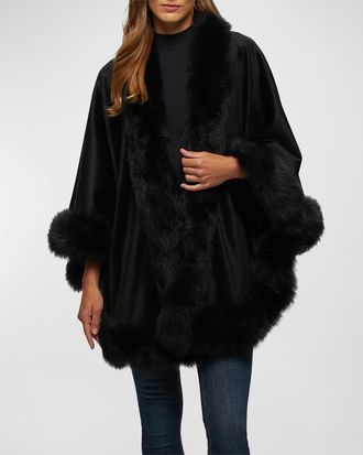 Gorski Cashmere Capelet with Lamb Shearling Trim