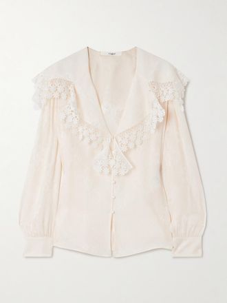 Chloé Blusa In Seta Biologica Jacquard - Bianco